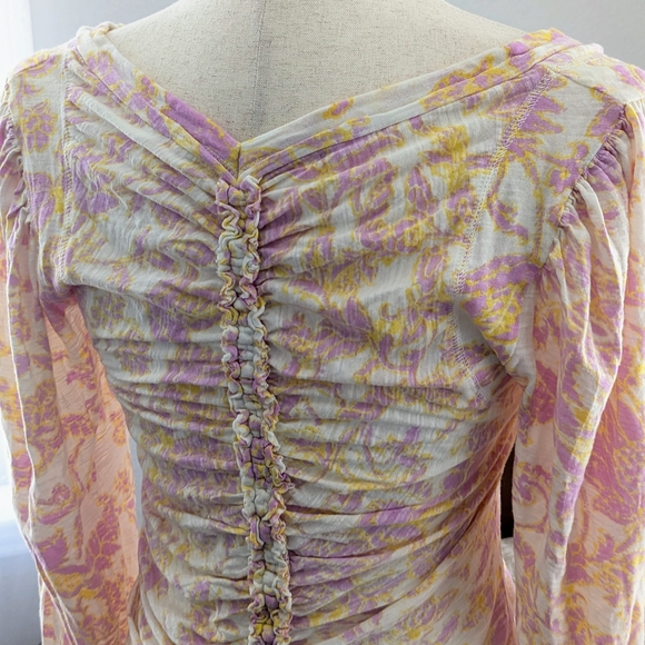 NWT Free People Say The Word Floral Runched Top Boho Western Balloon Sleeve Sm - Picture 12 of 15